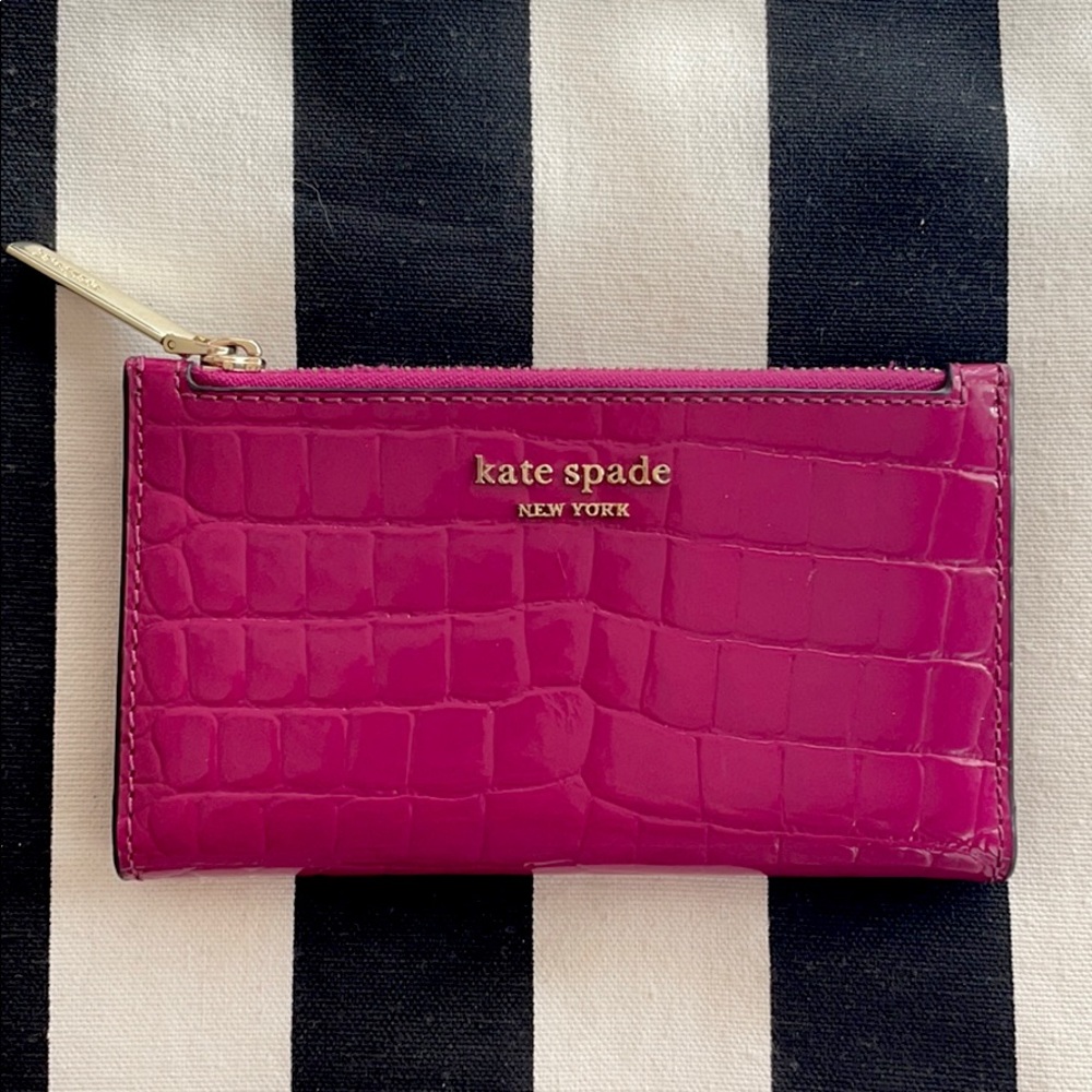 Kate Spade Small Sylvia Patent Croc Bi-Fold Wallet